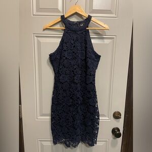 Lulus Navy Blue Lace Mini Dress
